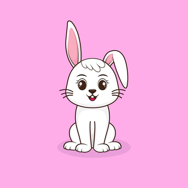 Vector conejo lindo sentado dibujado animado