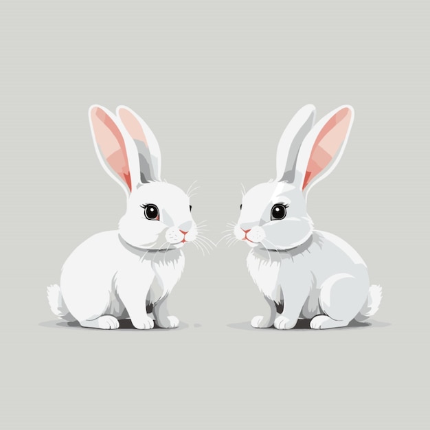 Vector vector de conejos encantadores sobre fondo blanco