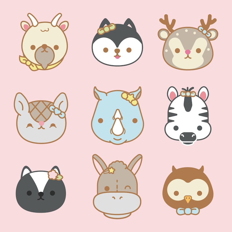 Vector vector conjunto de animales de dibujos animados lindo aislado - vector