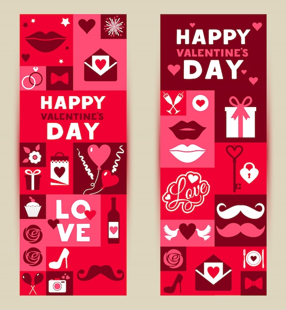 Vector conjunto de banners de día de San Valentín