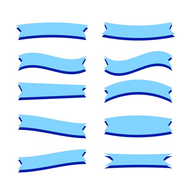 Vector vector de conjunto de banners planos de cinta de cielo azul