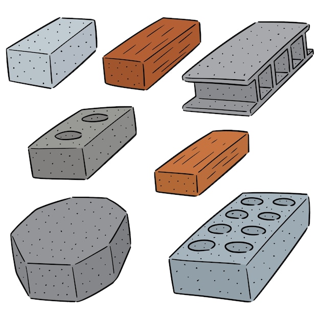 vector conjunto de bloque de construcción de concreto