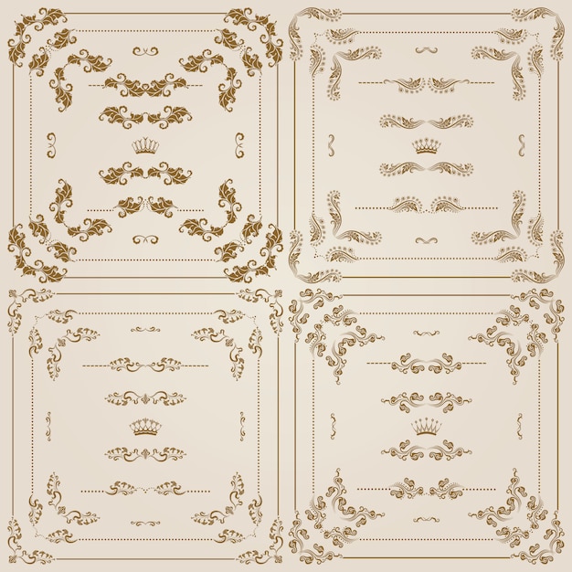 Vector conjunto de bordes decorativos de oro