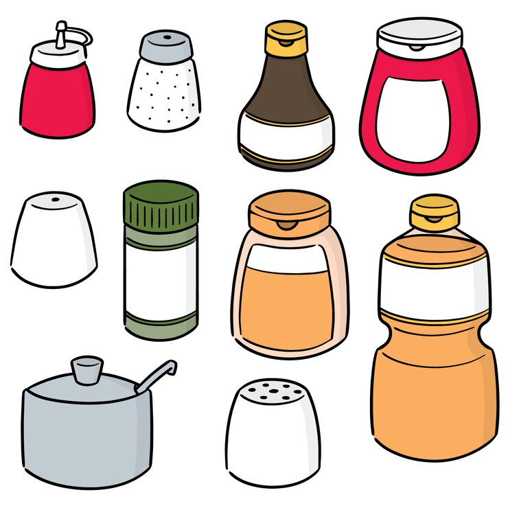 Vector vector conjunto de botellas de condimento