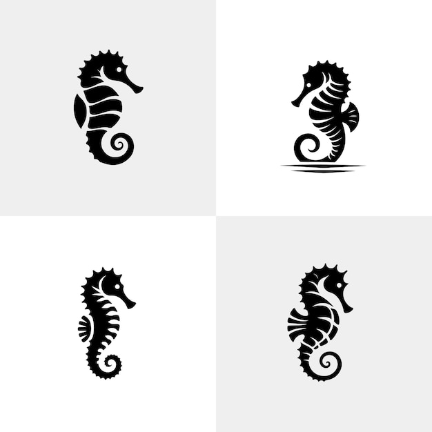 Vector de conjunto de caballito de mar