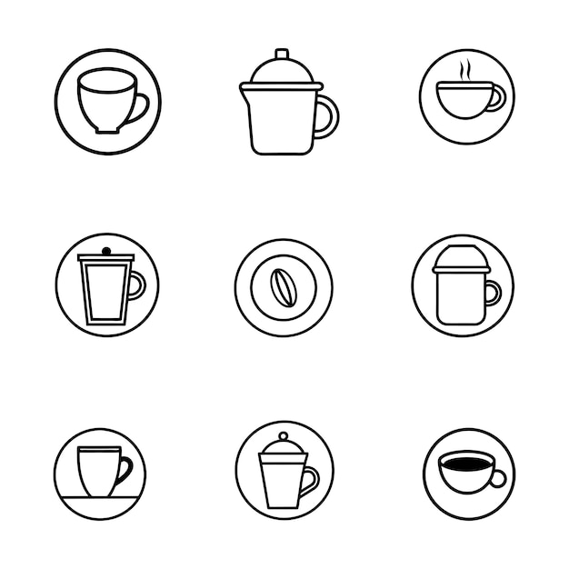 Vector conjunto de café icono de línea de arte
