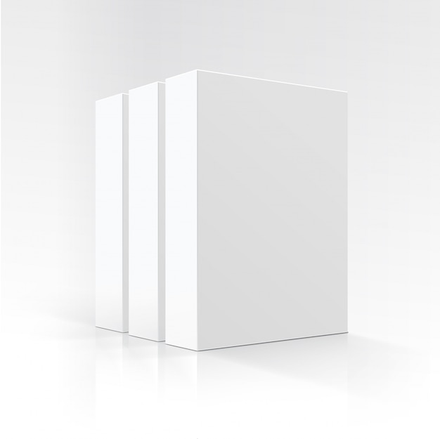 Vector conjunto de cajas de cartón rectangulares verticales blancas en blanco