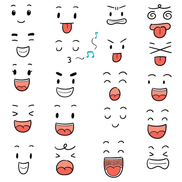 Vector conjunto de cara de dibujos animados