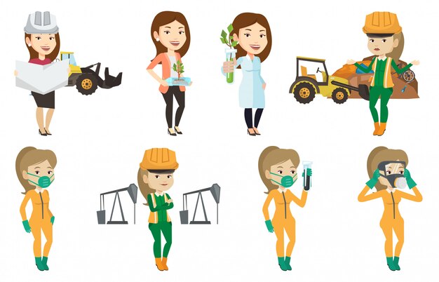 Vector conjunto de caracteres sobre cuestiones de ecología.