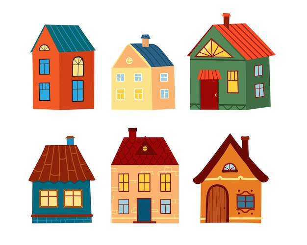 Vector conjunto de casas de dibujos animados diferentes