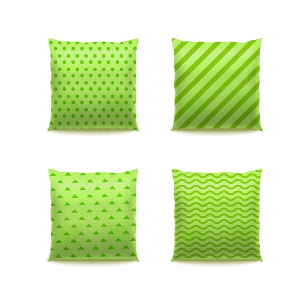 Vector de conjunto de cojines verdes 3D detallados y realistas