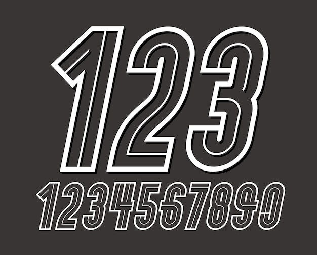 vector, conjunto, colección, diseño, elemento, aislado, 1, 2, 3, 4, 5, 6, 7, 8, 9, 0, número, numérico, unidad, cuenta regresiva, cantidad, gráfico, símbolo, carácter, logotipo, vintage, retro, 70s, hipster, nostalgia, d