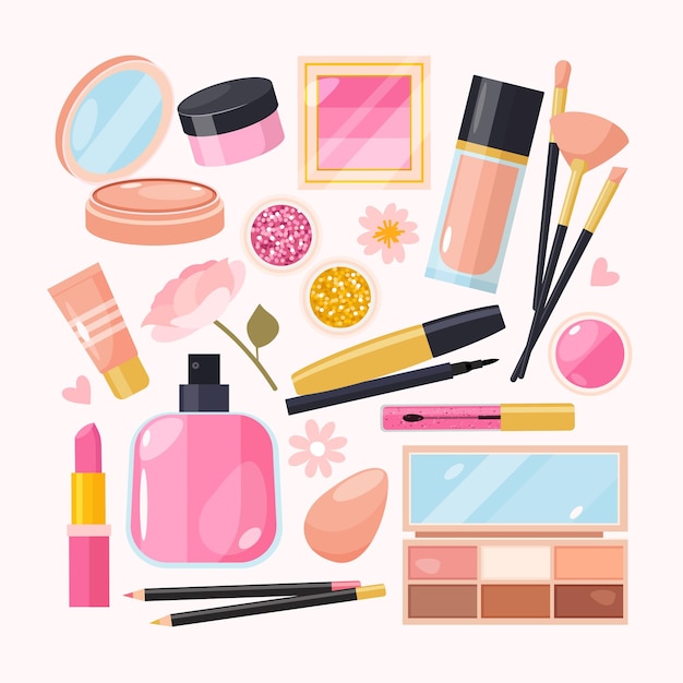 Vector conjunto de cosméticos decorativos