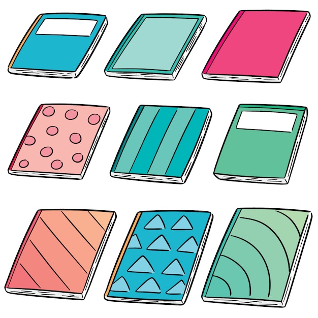 Vector conjunto de cuadernos