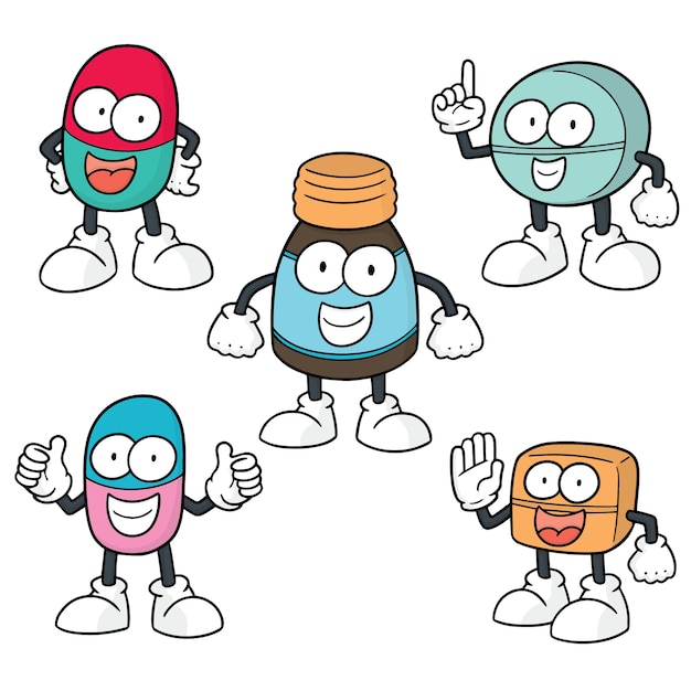 Vector conjunto de dibujos animados de medicina