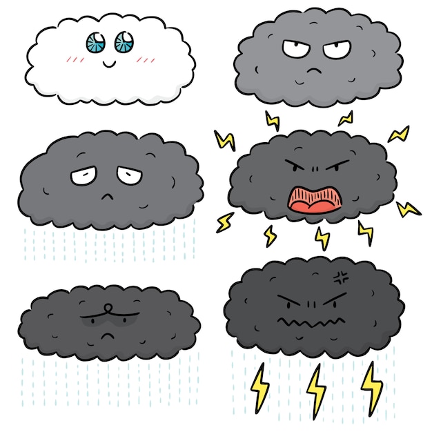 Vector conjunto de dibujos animados de nube