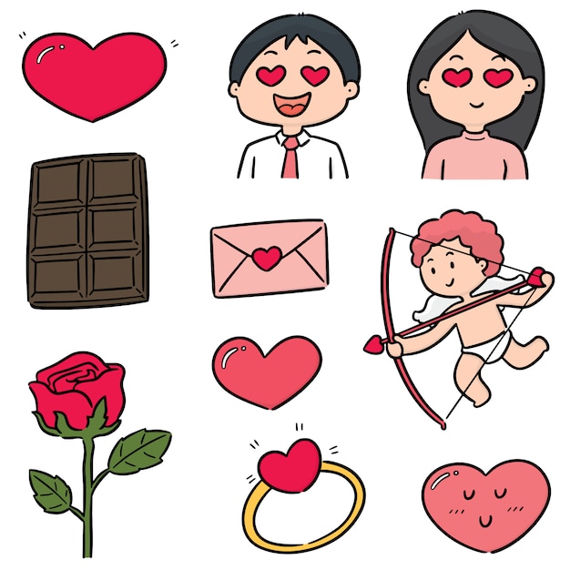 Vector conjunto de dibujos animados de San Valentín