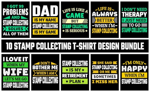 Vector de conjunto de diseño de camisetas de colección de sellos