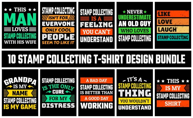 Vector de conjunto de diseño de camisetas de colección de sellos