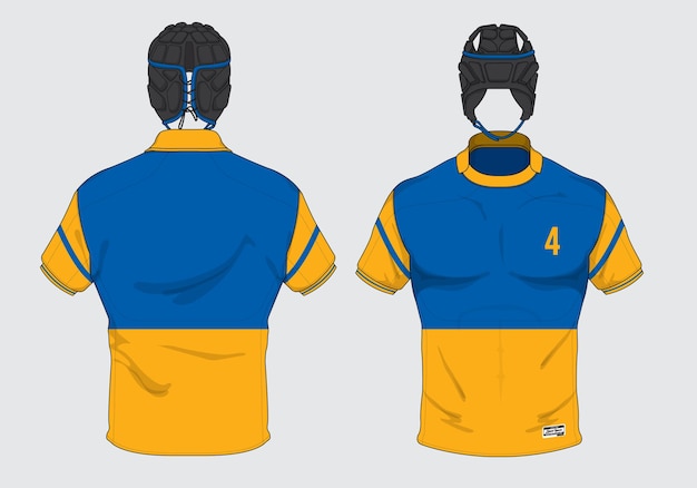 Vector de conjunto de diseño uniforme de camiseta de rugby