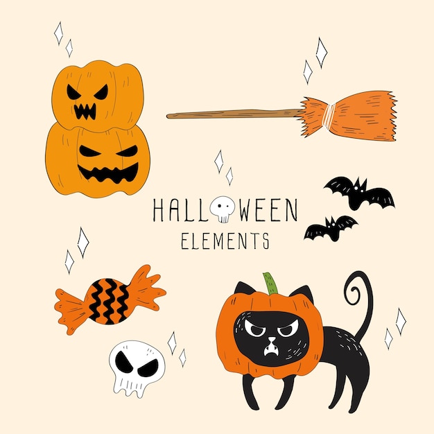 Vector conjunto de elementos de halloween.