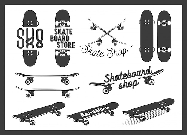 Vector conjunto de emblemas de skate desigb