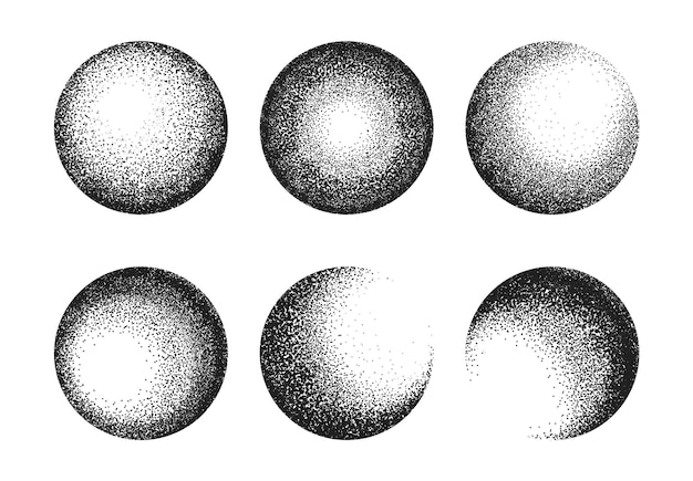 Vector de conjunto de esferas negras dibujadas a mano