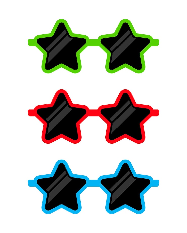 Vector vector conjunto de gafas de sol en forma de estrella