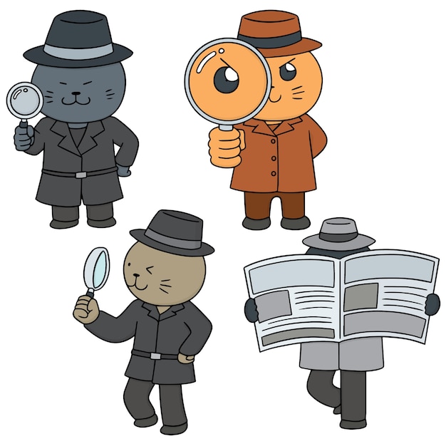 Vector conjunto de gato detective