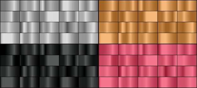 Vector conjunto de gradientes de metal coloridos.