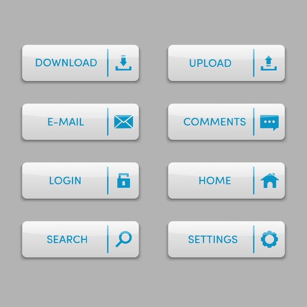 Vector conjunto de icono web botón blanco