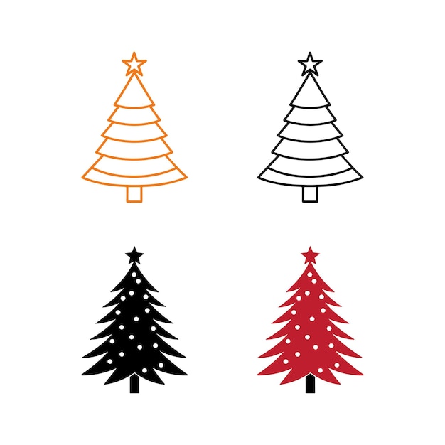 Vector del conjunto de iconos del árbol de Navidad aislado sobre fondo blanco