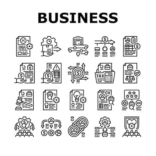 Vector de conjunto de iconos de automatización de procesos de negocio
