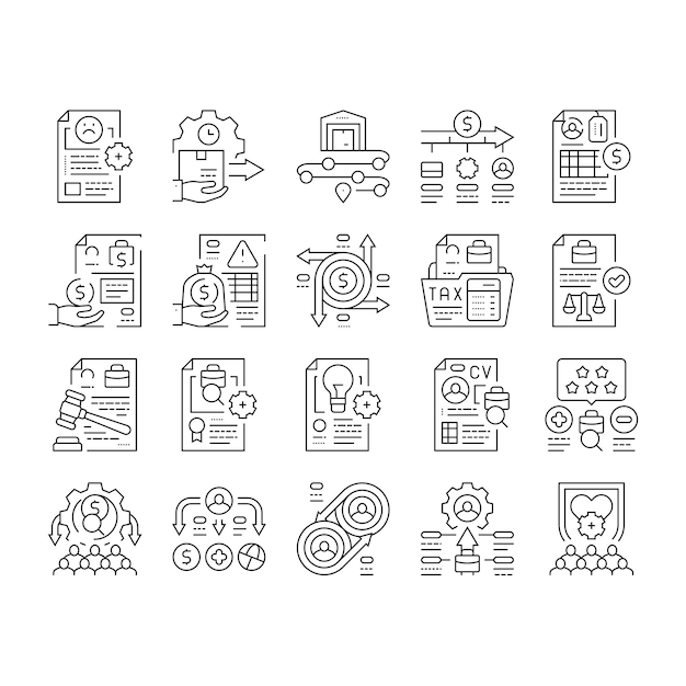 Vector de conjunto de iconos de automatización de procesos de negocio