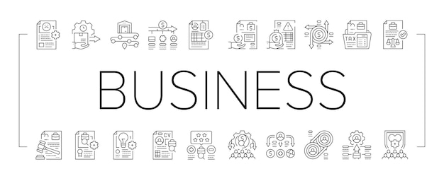 Vector de conjunto de iconos de automatización de procesos de negocio