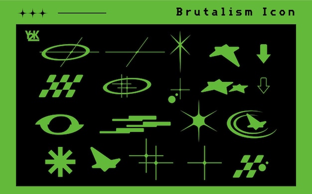 Vector de conjunto de iconos de brutalismo y2k