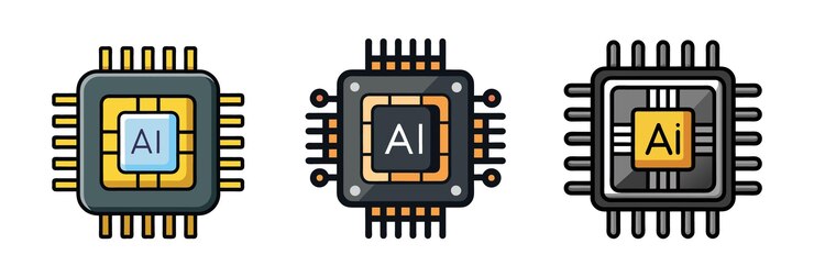 Vector vector de conjunto de íconos de chip ai