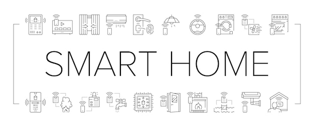 Vector de conjunto de iconos de colección de equipos para el hogar inteligente