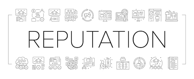 Vector de conjunto de iconos de la colección de gestión de reputación