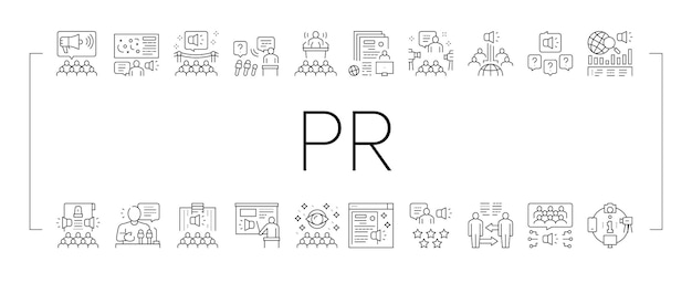 Vector de conjunto de iconos de colección de relaciones públicas