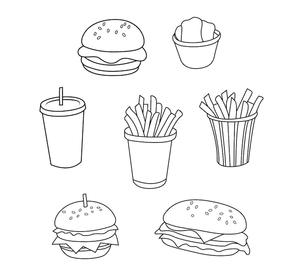Vector de conjunto de iconos de comida rápida