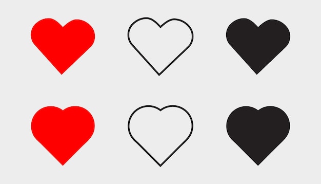 Vector de conjunto de iconos de corazón. Colección de diseño de vector de conjunto de iconos de forma de corazón de San Valentín