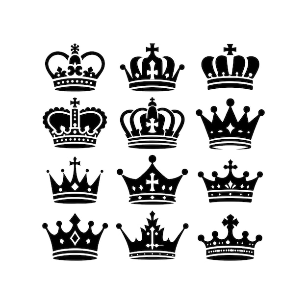 Vector del conjunto de iconos de la corona del rey