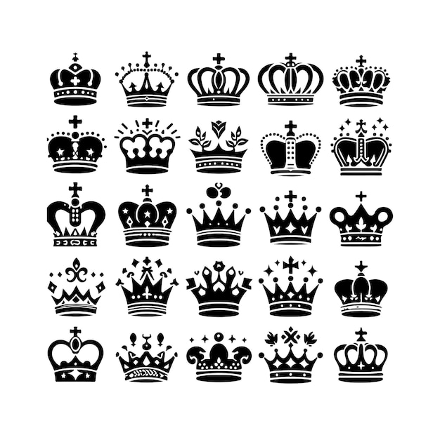 Vector del conjunto de iconos de la corona del rey