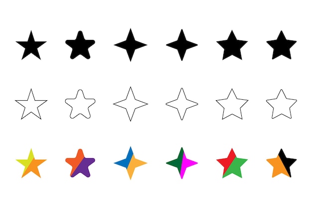 Vector de conjunto de iconos en forma de estrella 5