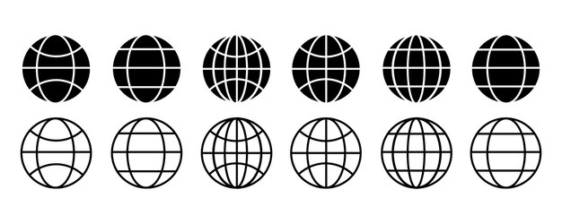 Vector de conjunto de iconos de globo aislado en fondo blanco