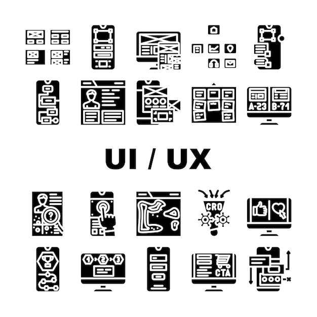 Vector de conjunto de iconos de la interfaz web de la aplicación ui