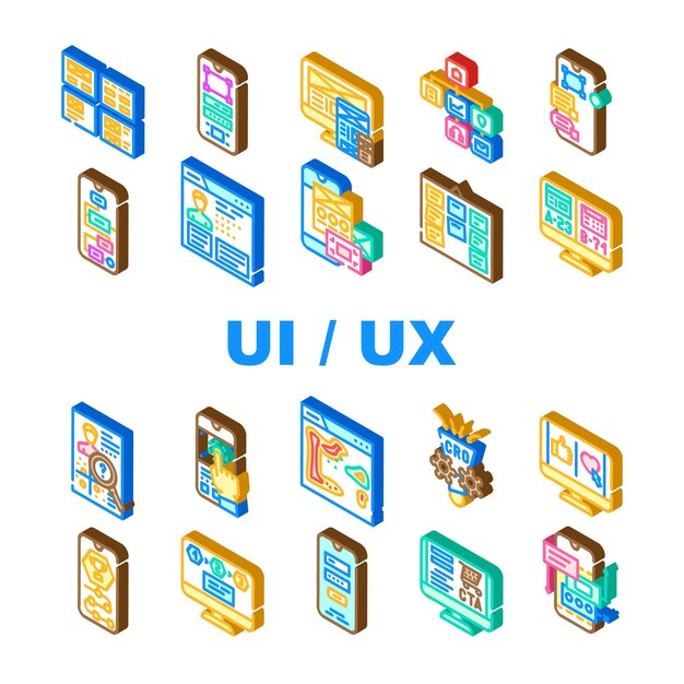 Vector de conjunto de iconos de la interfaz web de la aplicación ui