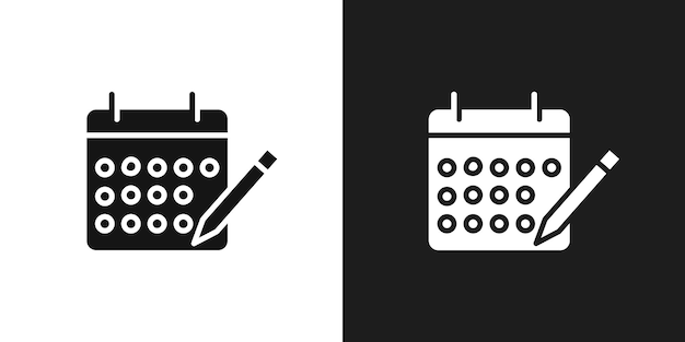 Vector del conjunto de iconos del logotipo del lápiz de calendario