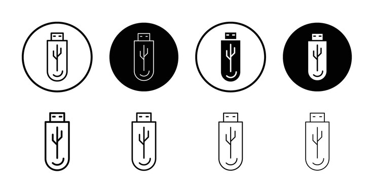 Vector vector del conjunto de iconos del logotipo usb